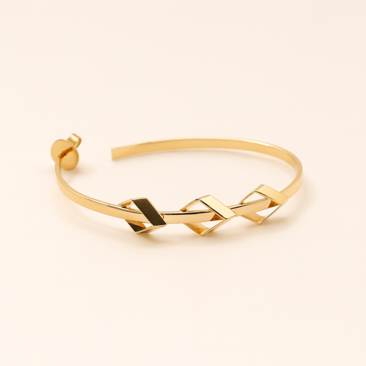 Half-Open Gold Oval Earrings with Diamond Cutouts