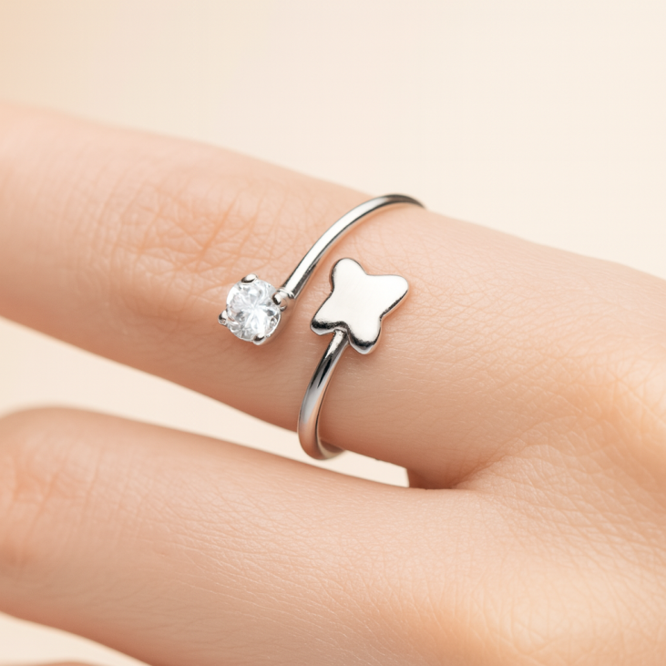 Bague Papillon en Acier Ajustable - Lupita Bijoux