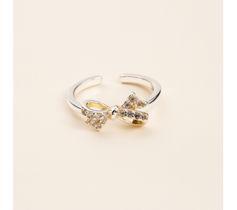 Bague Argent Ajustable avec Noeud en Zircon - Élégante et Lumineuse