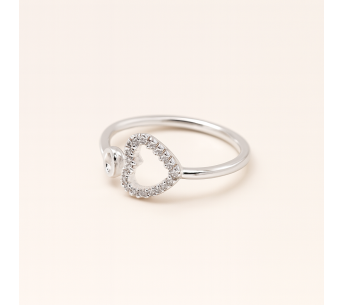 Bague Ouverte en Argent avec Coeur Évidé | Lupita Bijoux