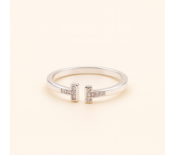 Bague ouverte argentée zircon – Élégante, moderne et abordable