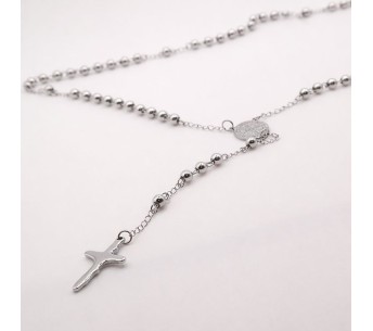 Saint Benedict Rosary Silver Stainless Steel – 78 cm | Lupita Jewelry