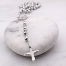 Chapelet Saint Benoît Acier Inoxydable Argent – 78 cm | Lupita Bijoux