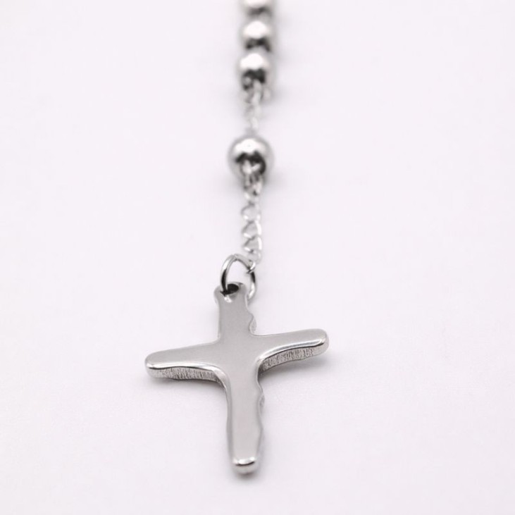Saint Benedict Rosary Silver Stainless Steel – 78 cm | Lupita Jewelry