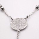 Chapelet Saint Benoît Acier Inoxydable Argent – 78 cm | Lupita Bijoux