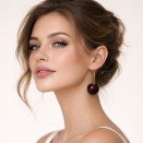 Boucles d'oreilles pendantes cerise rouge en plaqué or