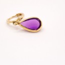 Gold-Tone Steel Creole Earrings with Purple Stone | Lupita Jewelry