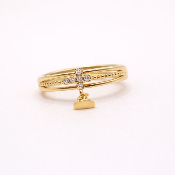 Gold Plated Immaculate Cross Ring - Brazilian Jewelry