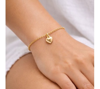 Gold Plated Heart Charm Bracelet - Brazilian Elegance