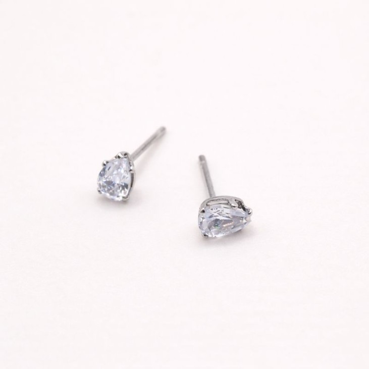 Oval Silver-Tone Steel Stud Earrings - Lupita Jewelry