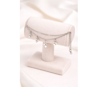 Silver Bracelet with Cherry Charms and Fine Chains