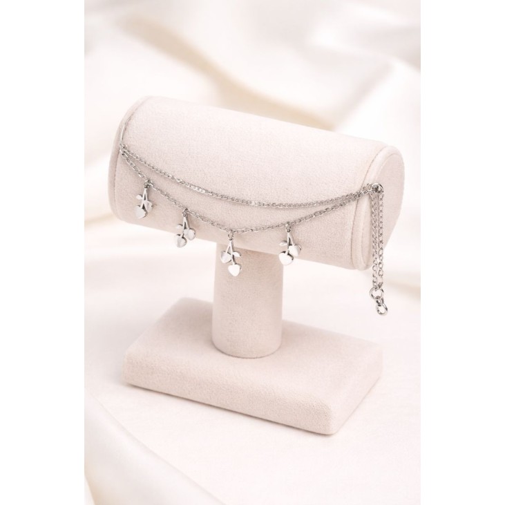 Silver Bracelet with Cherry Charms and Fine Chains
