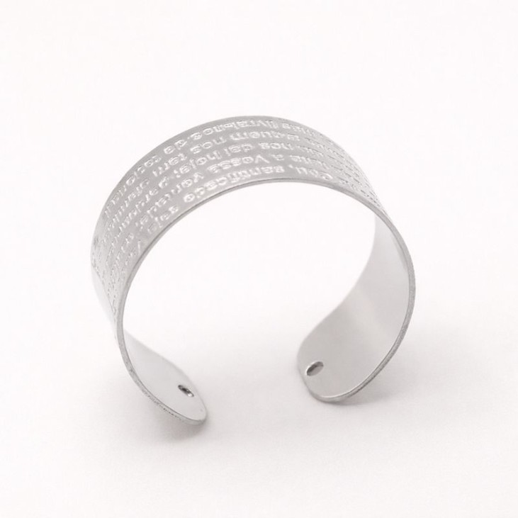 Adjustable Silver-Plated Steel Ring Engraved with the Ten Commandments