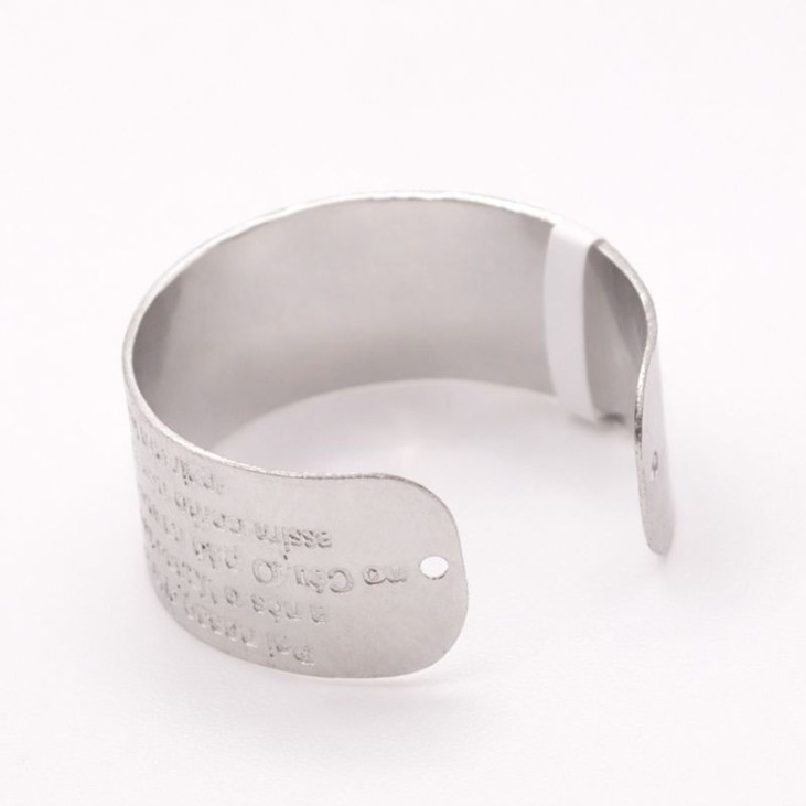 Adjustable Silver-Plated Steel Ring Engraved with the Ten Commandments