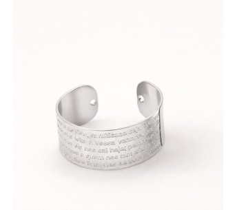 Adjustable Silver-Plated Steel Ring Engraved with the Ten Commandments
