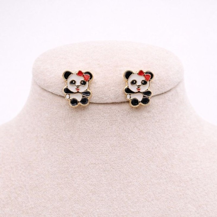 Boucles d’oreilles enfant plaqué or panda | Lupita